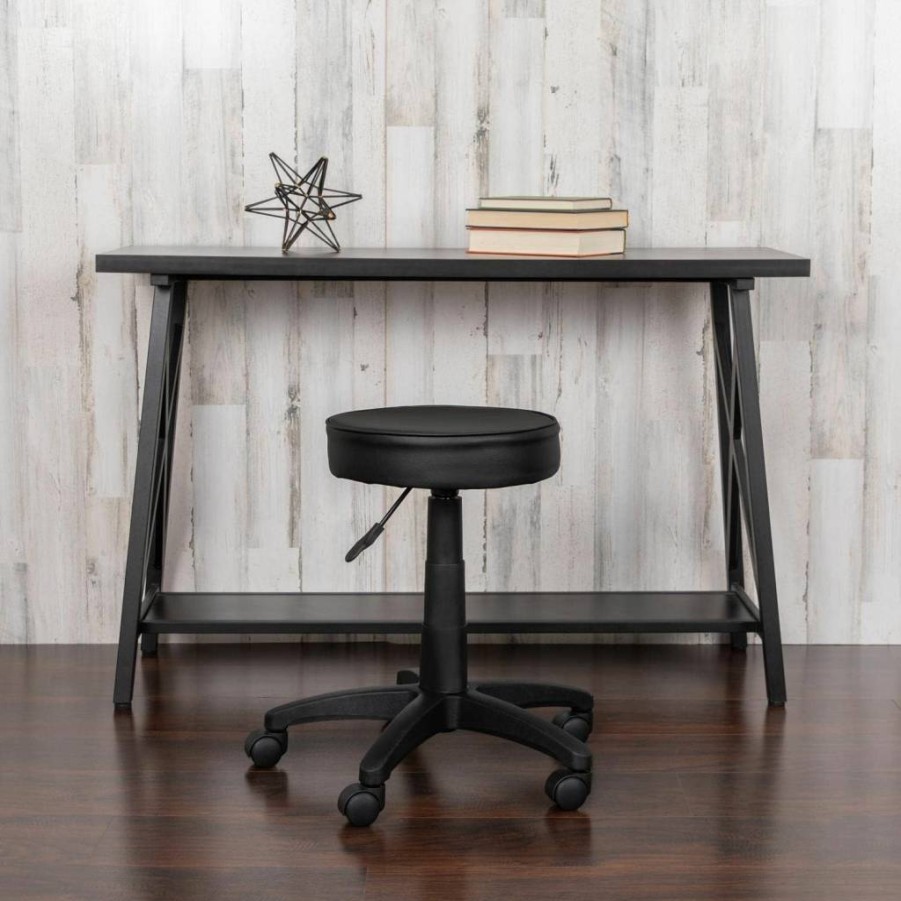 Flash Furniture Adjustable Black Doctor's Stool with Ergonomic Seat & Wheels