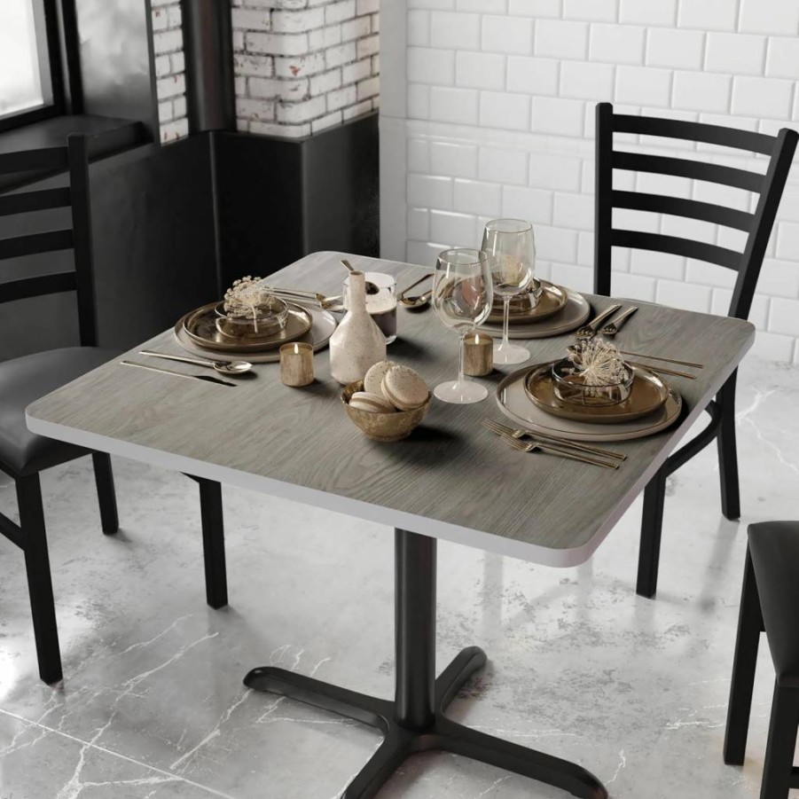 Flash Furniture Glenbrook 42" Square Table Top - Reversible Laminate in Natural & Walnut Finish