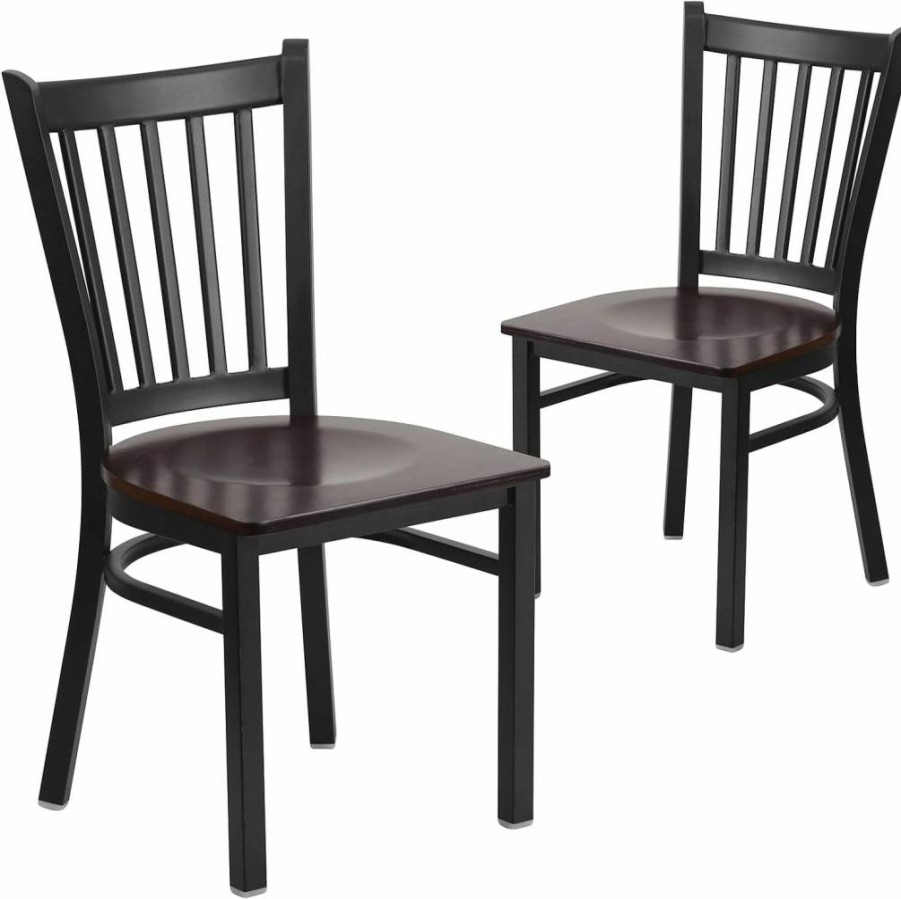 Flash Furniture 4-Pack Hercules Series Black Metal Restaurant Chairs with Burgundy Vinyl Seats - Vertical Back Bar Stools for Commercial Use