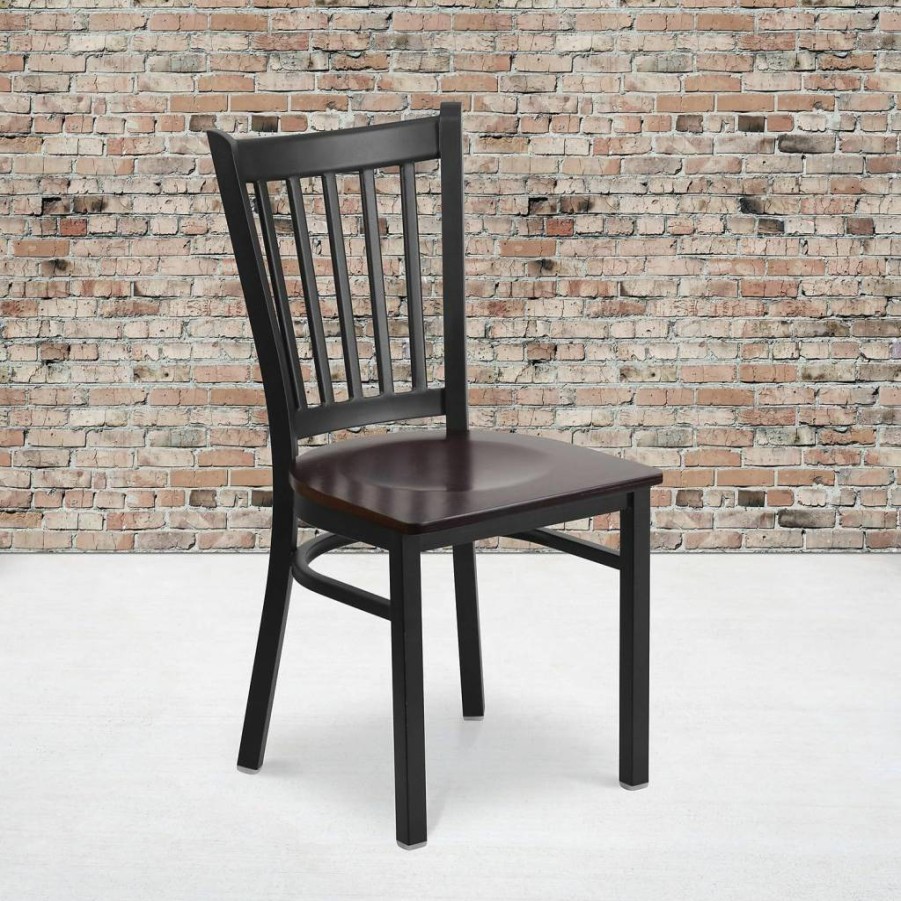 Flash Furniture 4-Pack Hercules Series Black Metal Restaurant Chairs with Burgundy Vinyl Seats - Vertical Back Bar Stools for Commercial Use