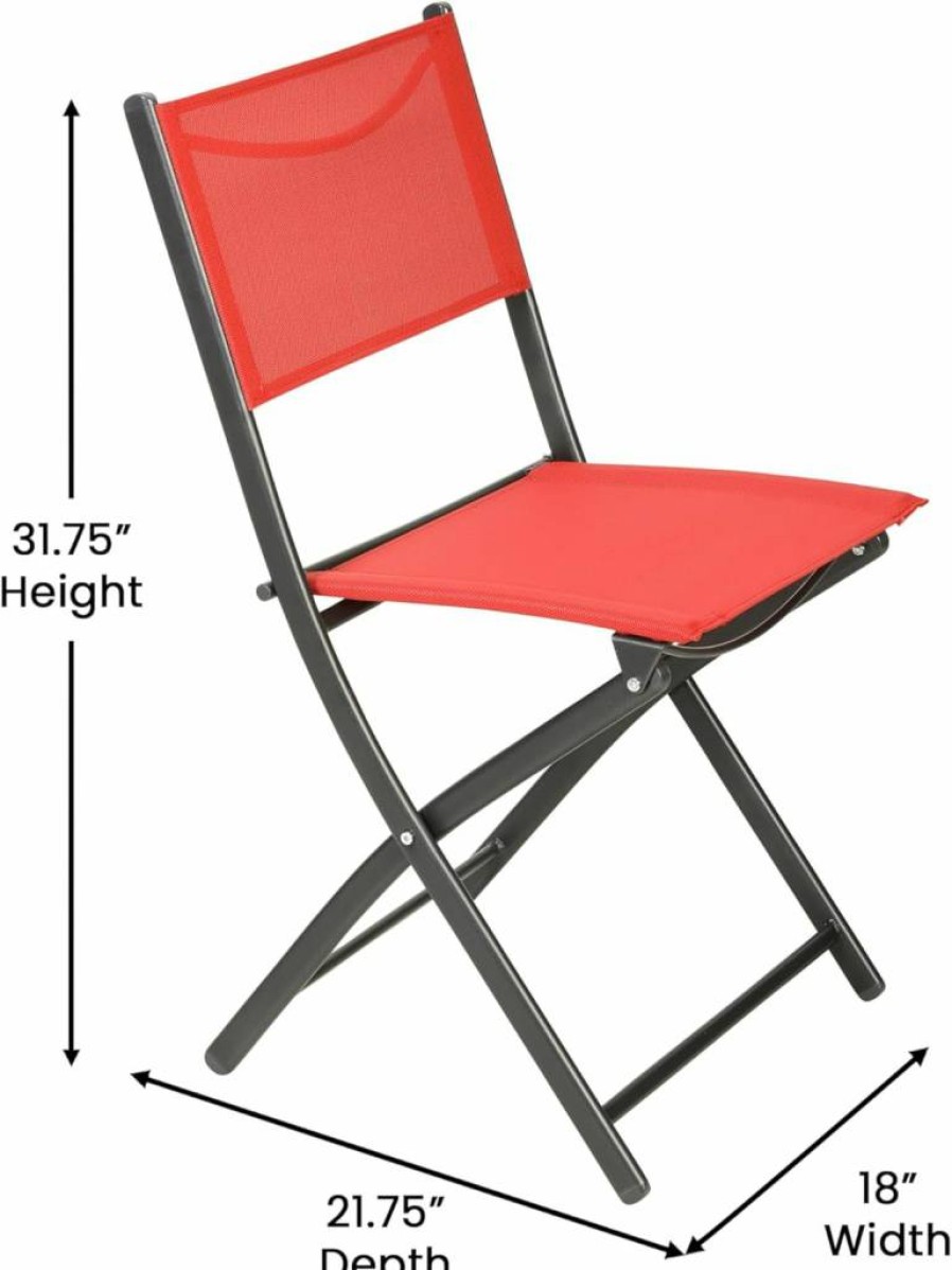 Flash Furniture Brazos 4-Pack Navy/Black Folding Chairs, Commercial Indoor-Outdoor Use, Lightweight Foldable Metal Frame with Flex Comfort Seating