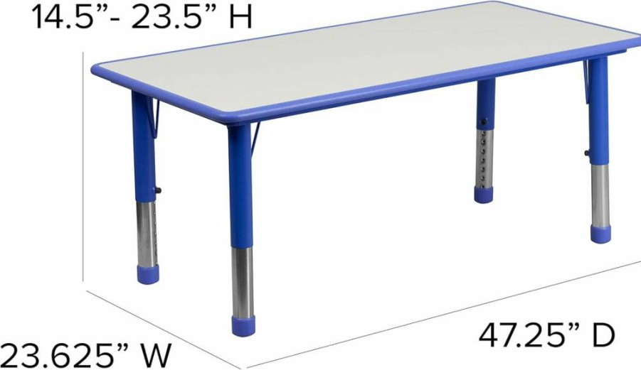 Flash Furniture Wren Adjustable Kids Activity Table - 23.625"W x 47.25"L Plastic Learning Table for Classroom & Home, Natural Finish