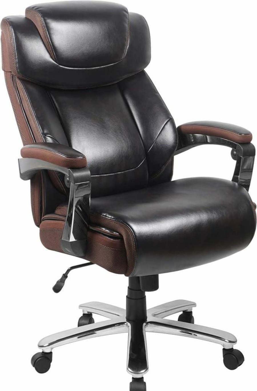 Flash Furniture Hercules Series Ergonomic Executive Office Chair - High-Back Swivel with Adjustable Height & Headrest, Leathersoft Black