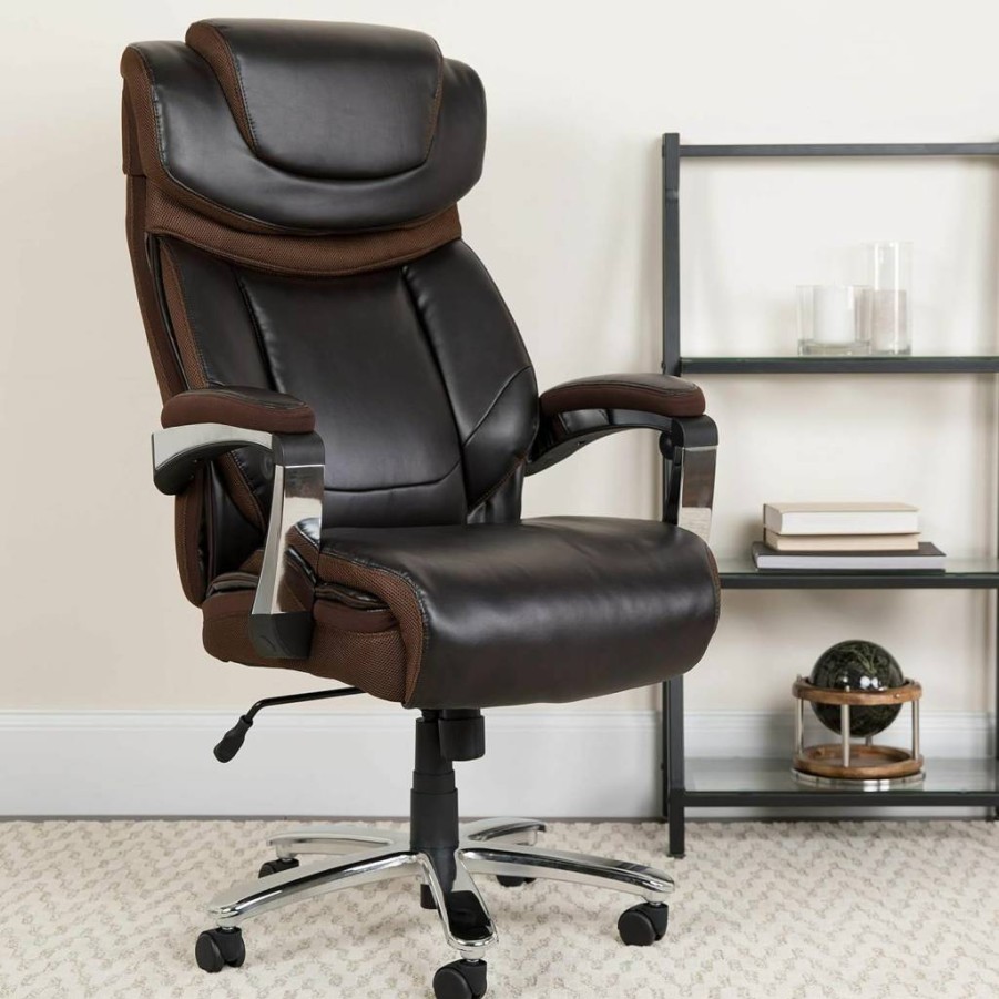 Flash Furniture Hercules Series Ergonomic Executive Office Chair - High-Back Swivel with Adjustable Height & Headrest, Leathersoft Black