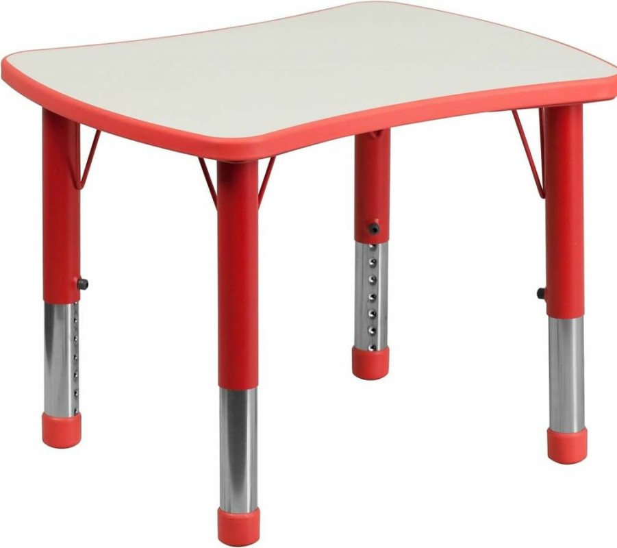 Flash Furniture Kids Activity Table - 27x22 Inch Red Bow Tie Design Preschool Learning Table for Classroom or Home
