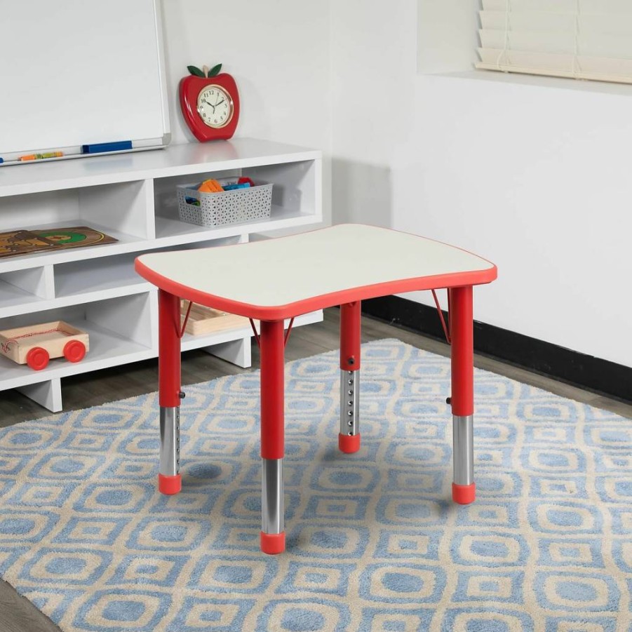 Flash Furniture Kids Activity Table - 27x22 Inch Red Bow Tie Design Preschool Learning Table for Classroom or Home
