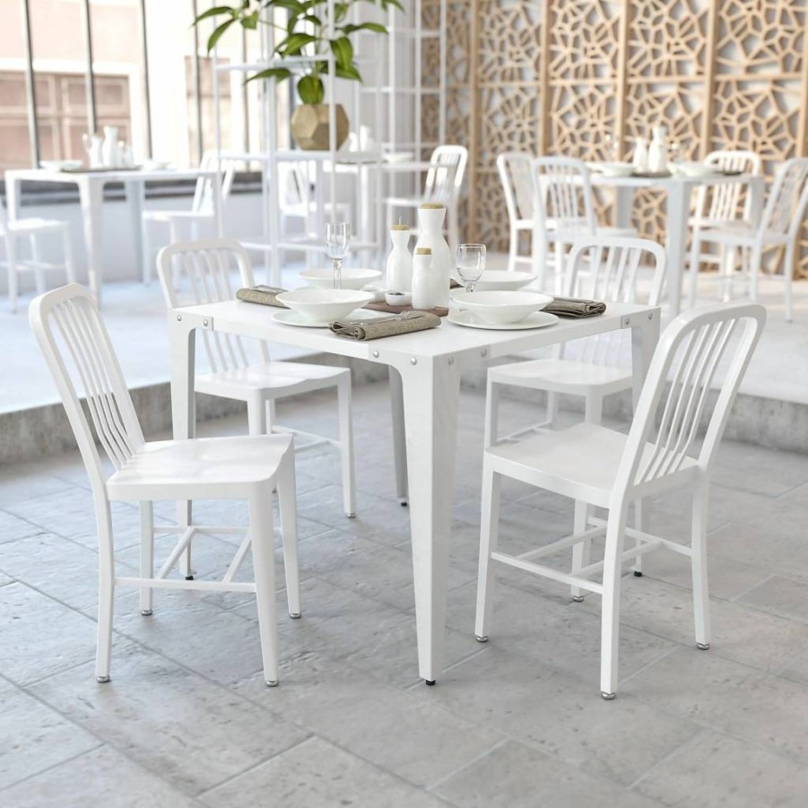 Flash Furniture Silver Metal Indoor-Outdoor Chair - Commercial Grade Durable Seating