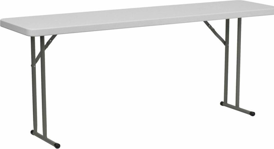 Flash Furniture Elon 6-Foot White Plastic Folding Table - Portable Granite Training & Meeting Table