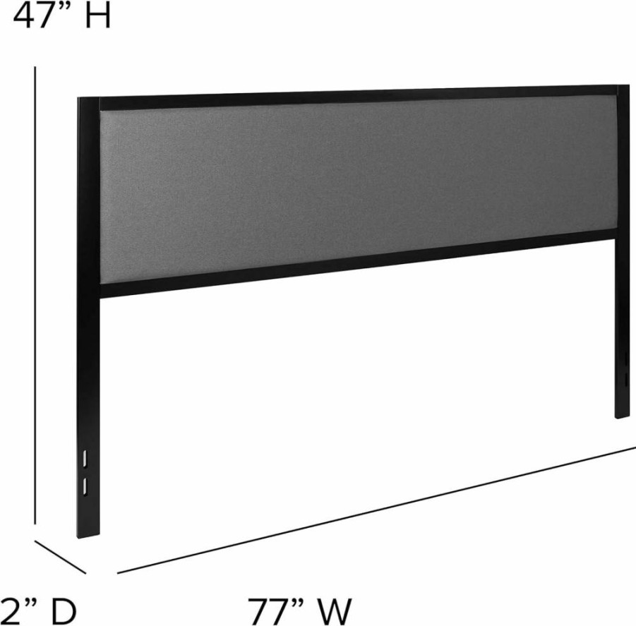 Flash Furniture Melbourne Dark Gray Fabric Upholstered King Size Metal Headboard
