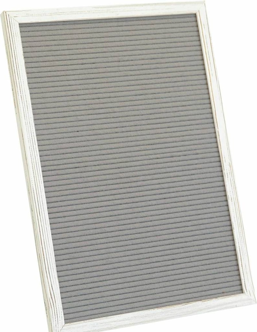Flash Furniture Gracie 12"x17" Felt Letter Board with Wooden Frame - Includes 389 Letters, Numbers & Symbols, Canvas Carrying Case - White Wash/Gray Felt Message Board for Home & Office Decor