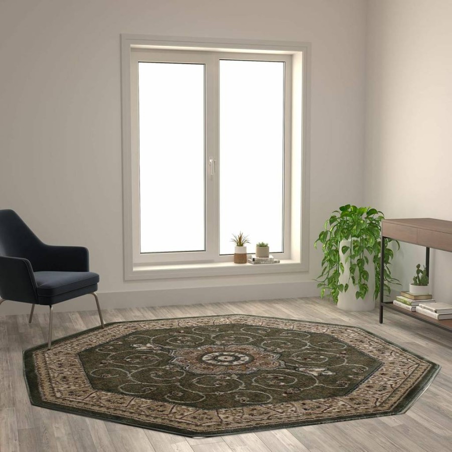 Flash Furniture Portman Collection Persian Style Burgundy Area Rug - 3'x15' Non-Shedding Olefin Fiber with Jute Backing for Hallway, Living Room, Bedroom