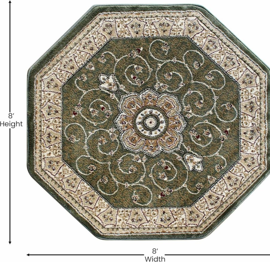 Flash Furniture Portman Collection Persian Style Burgundy Area Rug - 3'x15' Non-Shedding Olefin Fiber with Jute Backing for Hallway, Living Room, Bedroom