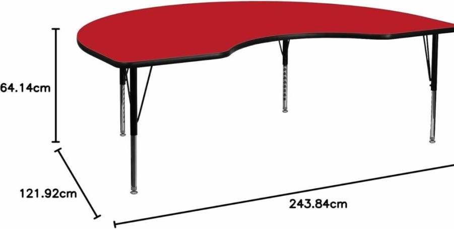 Flash Furniture Wren 48"W x 96"L Adjustable Height Kidney Oak Laminate Activity Table with Short Legs