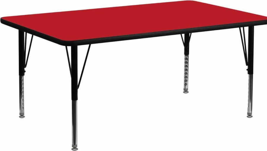 Flash Furniture Wren 30x72 Inch Adjustable Height Rectangular Activity Table - Oak Laminate Top with Short Legs