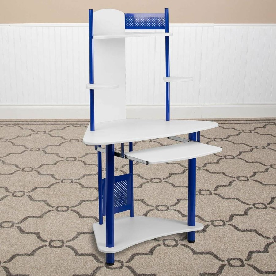 Flash Furniture Pink Corner Computer Desk with Hutch - Stylish Walker Design for Home Office