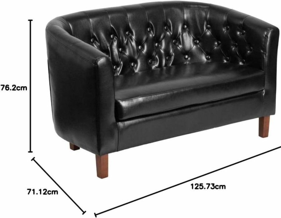 Flash Furniture Hercules Colindale Black Leathersoft Tufted Loveseat - Stylish Two-Seater Sofa for Modern Living