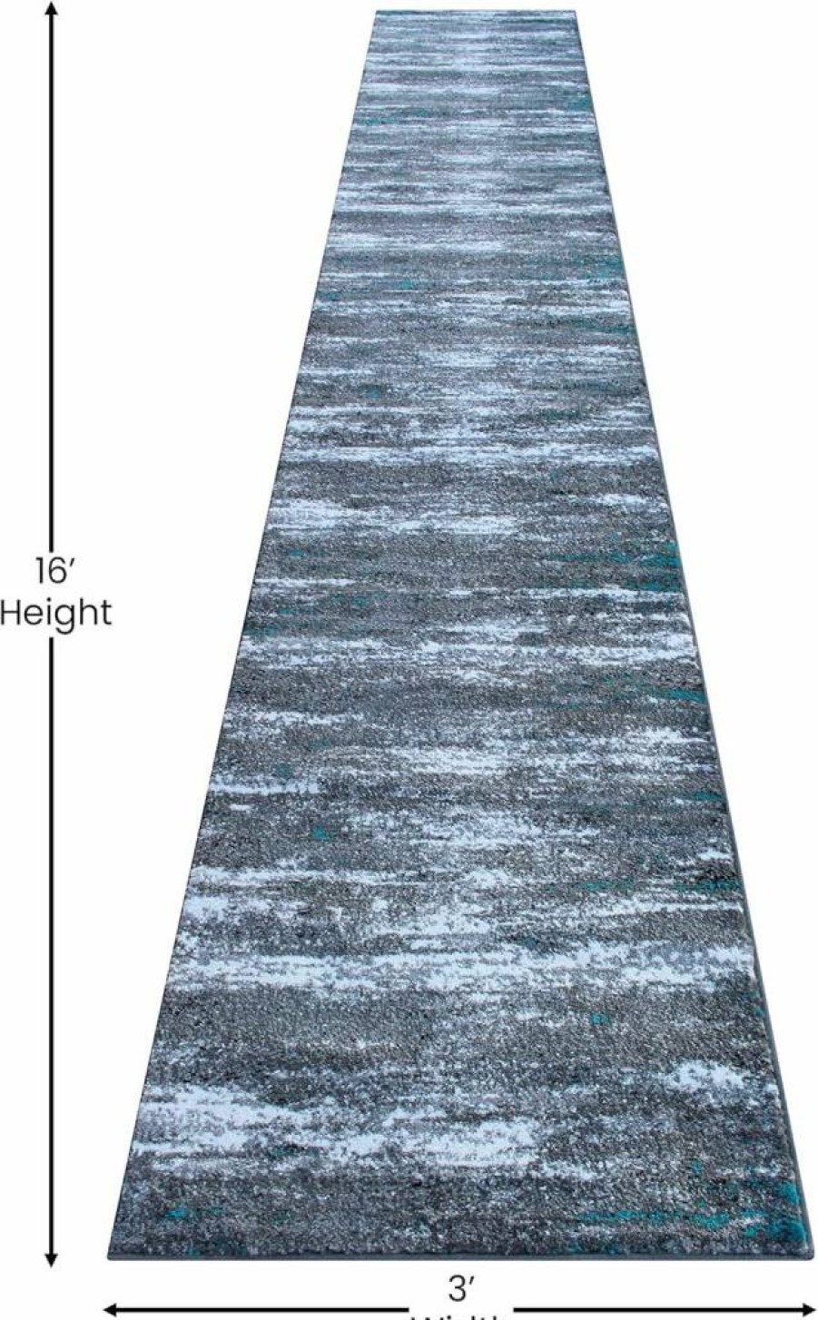 Flash Furniture Marian Collection Distressed Turquoise Olefin Area Rug with Jute Backing - 3x16 Feet for Entryway, Living Room, Bedroom