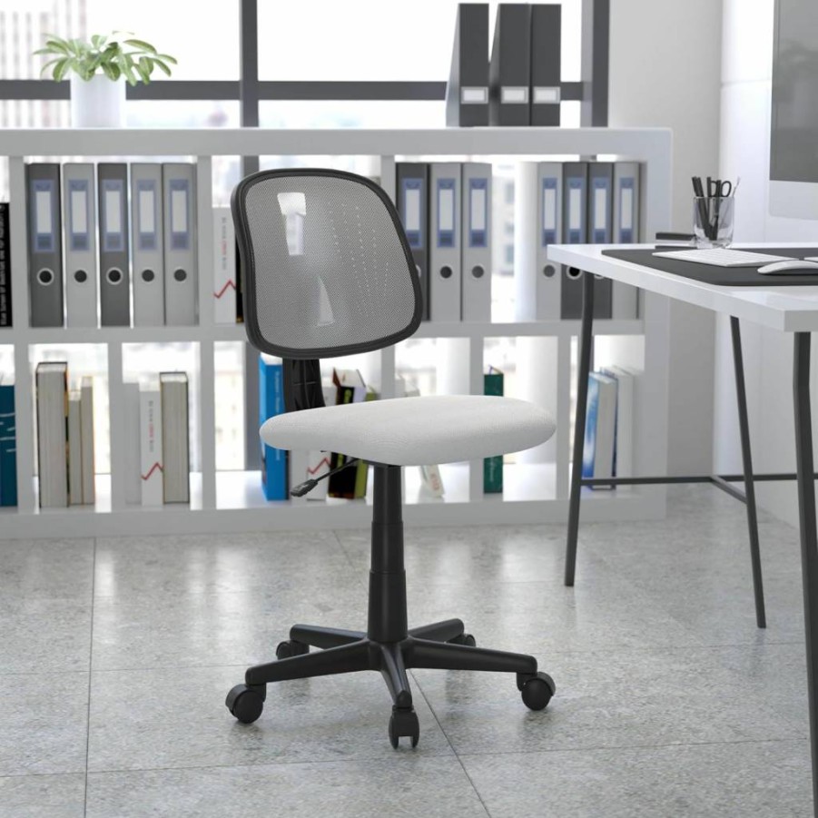Flash Furniture Mid-Back Ergonomic Mesh Office Chair - Swivel Task Chair with Adjustable Height & Pivot Back, Black