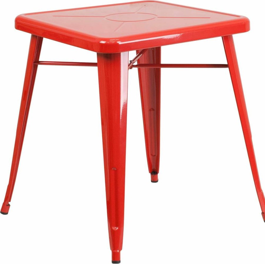 Flash Furniture 24" Square Orange Metal Table for Indoor & Outdoor Use - Commercial Grade