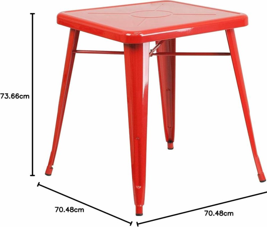 Flash Furniture 24" Square Orange Metal Table for Indoor & Outdoor Use - Commercial Grade