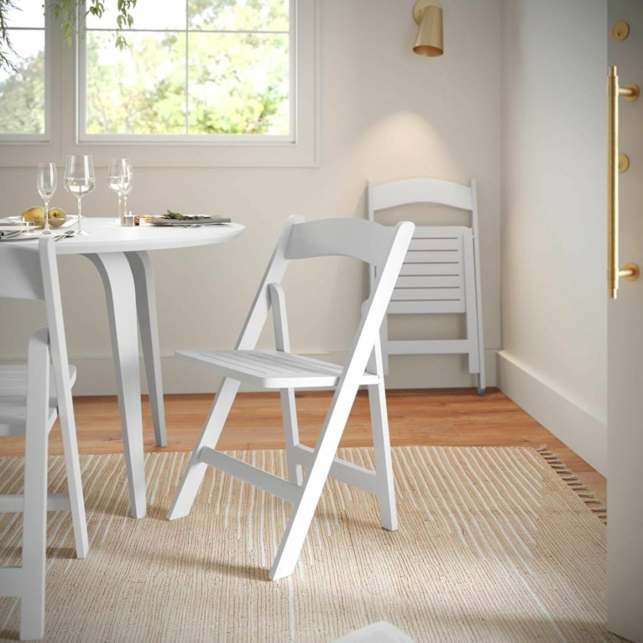 Flash Furniture Holden Solid Wood Folding Dining Chairs, Set of 4, Early American Finish - Commercial Grade