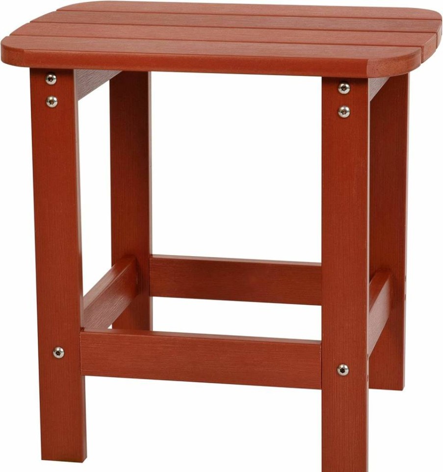 Flash Furniture Teal Adirondack Side Table - All-Weather Poly Resin - Indoor/Outdoor Commercial Use