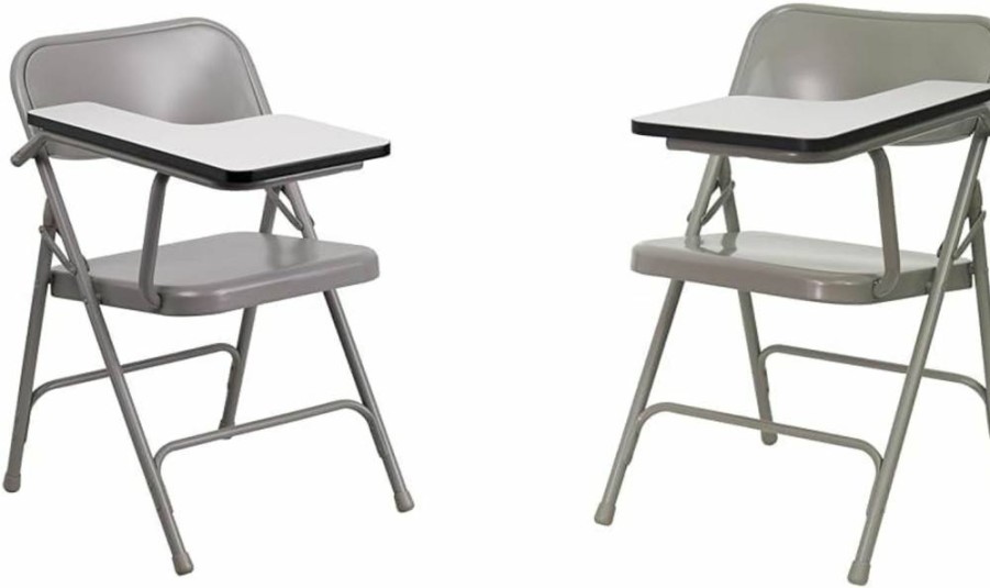 Flash Furniture Ralph Premium Right-Handed Steel Folding Chair with Tablet Arm