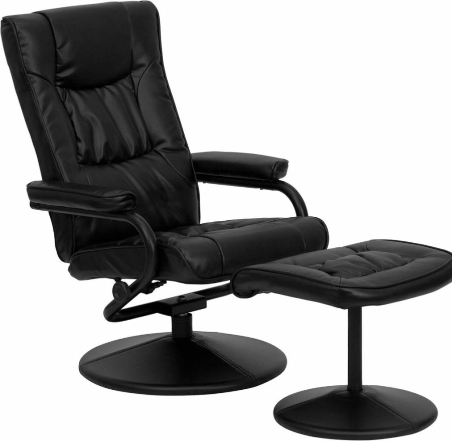 Flash Furniture 862Bn Genuine Leather Recliner Chair with Ottoman Set in Brown - BT7862Bn Comfortable Living Room Seating