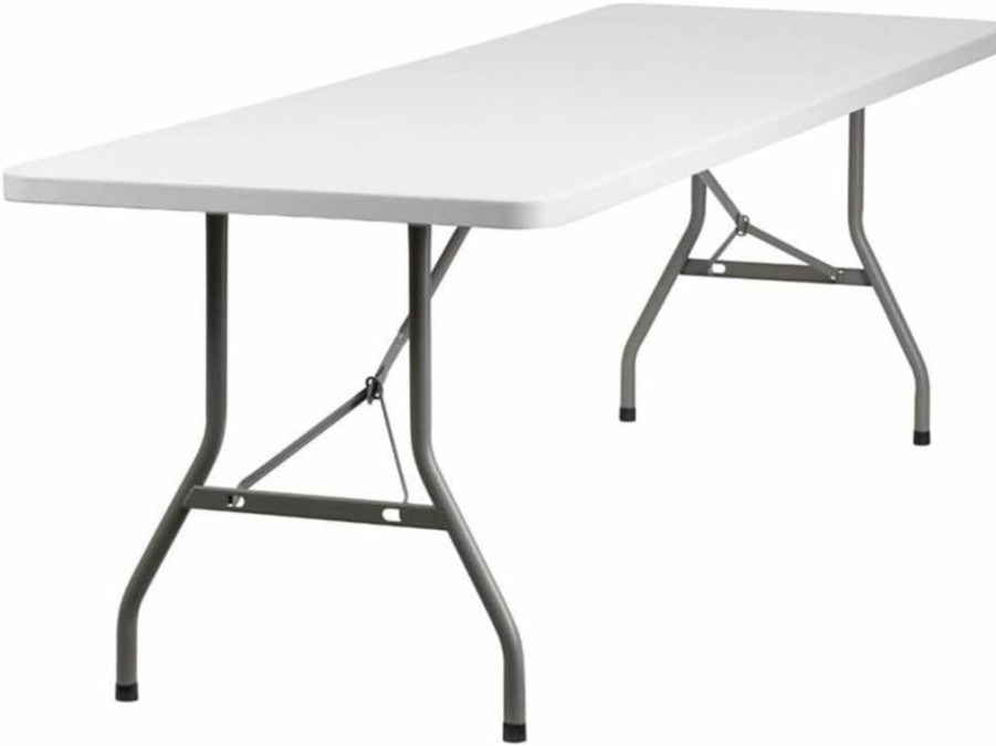 Flash Furniture 8-Foot Granite White Heavy-Duty Plastic Folding Banquet Table for Events & Parties