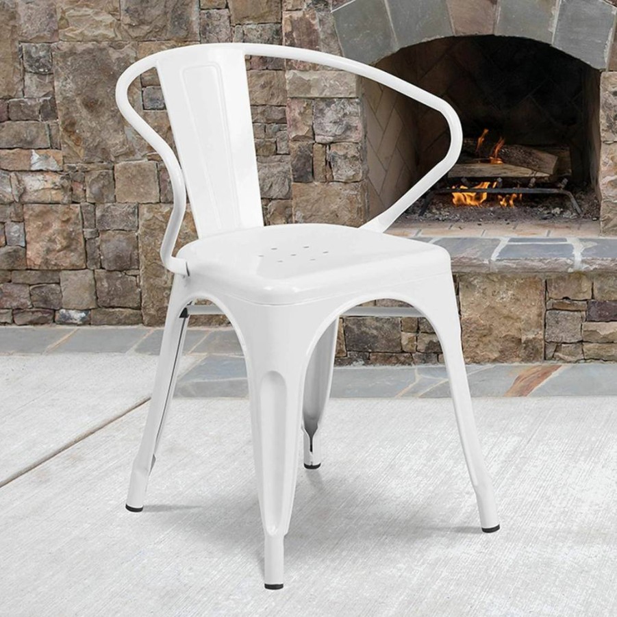 Flash Furniture Luna Green Metal Armchair - Durable Indoor & Outdoor Commercial Seating