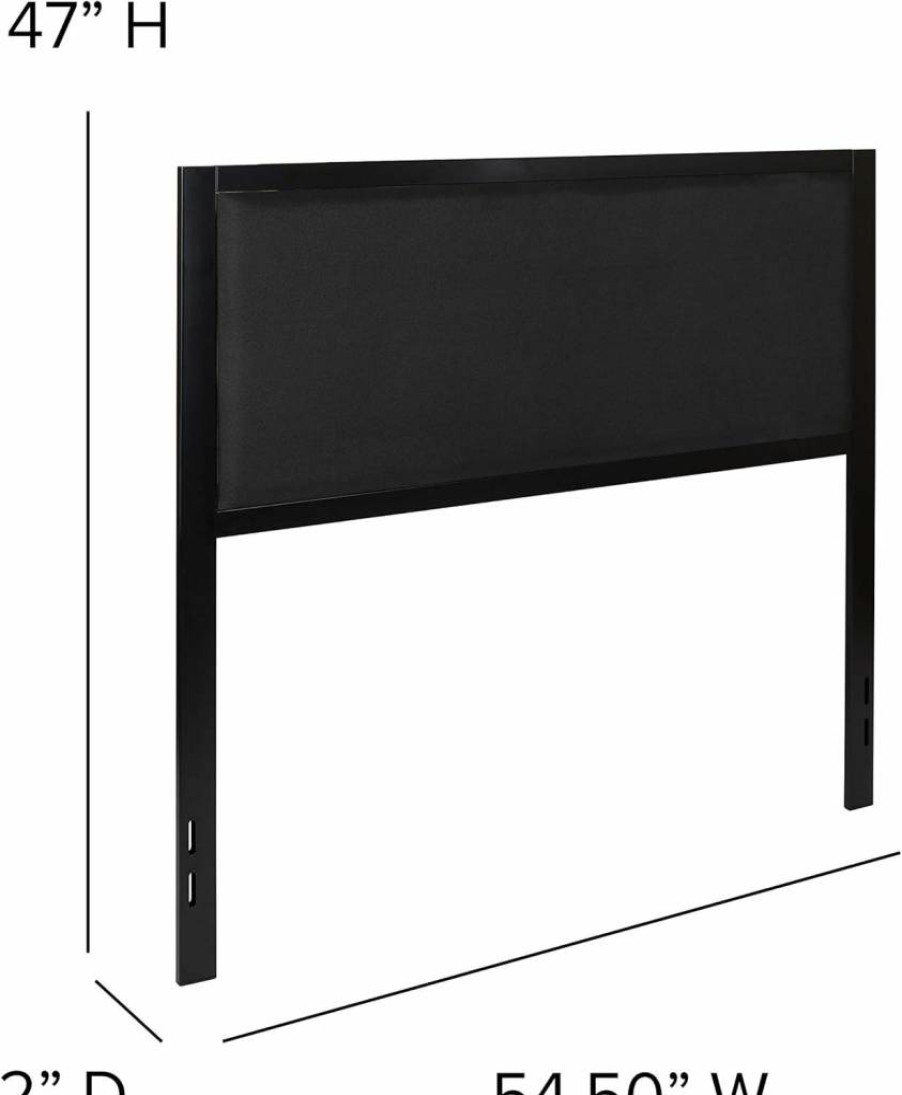 Flash Furniture Black Metal Upholstered Full Size Headboard - Melbourne Design Modern Bed Frame