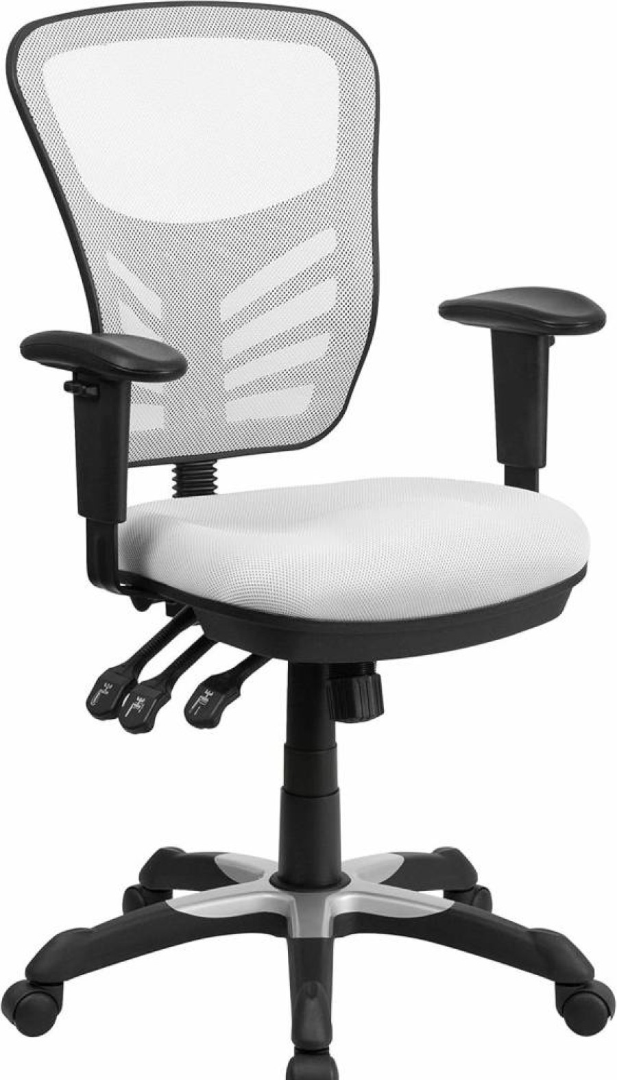 Flash Furniture Nicholas Ergonomic Mesh Office Chair with Adjustable Height, Swivel Base, Wheels, Padded Seat & Armrests, Black