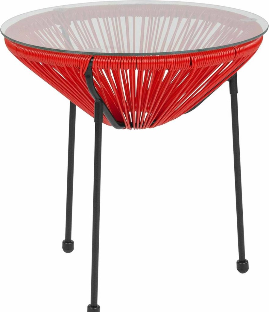 Flash Furniture Valencia Oval Rattan Table with Glass Top - Grey Comfort Series Take Ten Dining Table