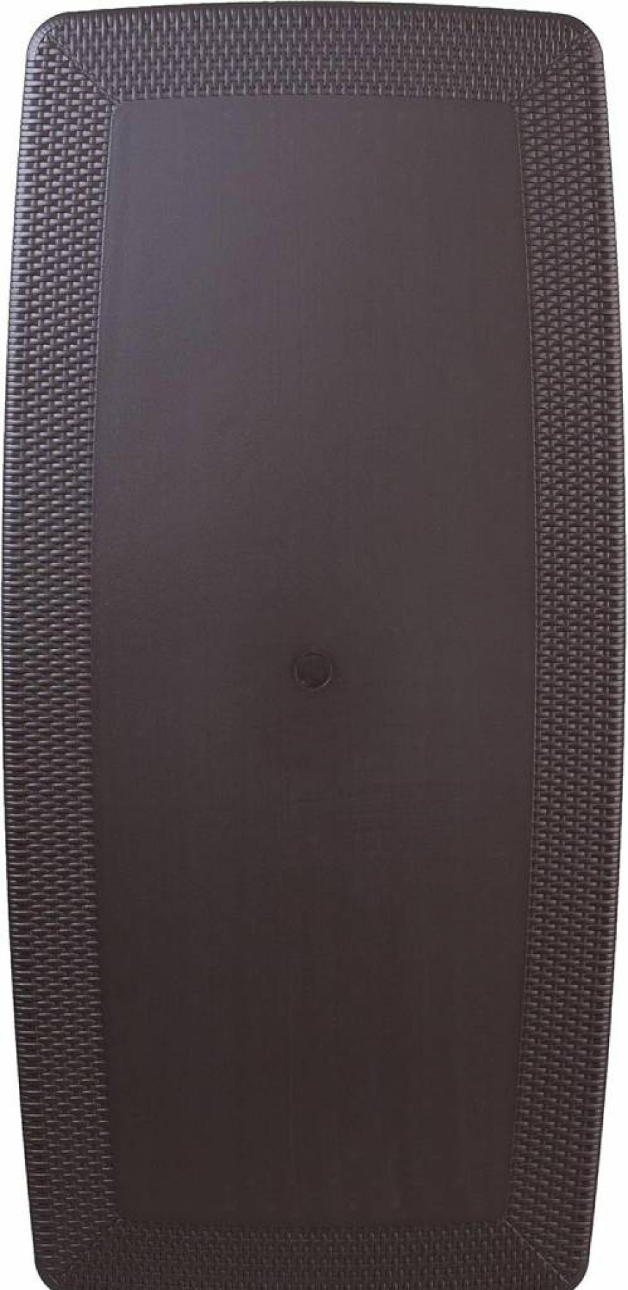 Flash Furniture Elon 5.6ft Brown Folding Rattan Table with Umbrella Hole for Indoor & Outdoor Use