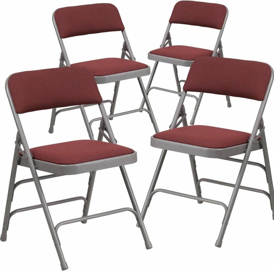 Flash Furniture Hercules Series 2-Pack Black Fabric Metal Folding Chairs - Triple Braced, Double Hinged, Curved Design
