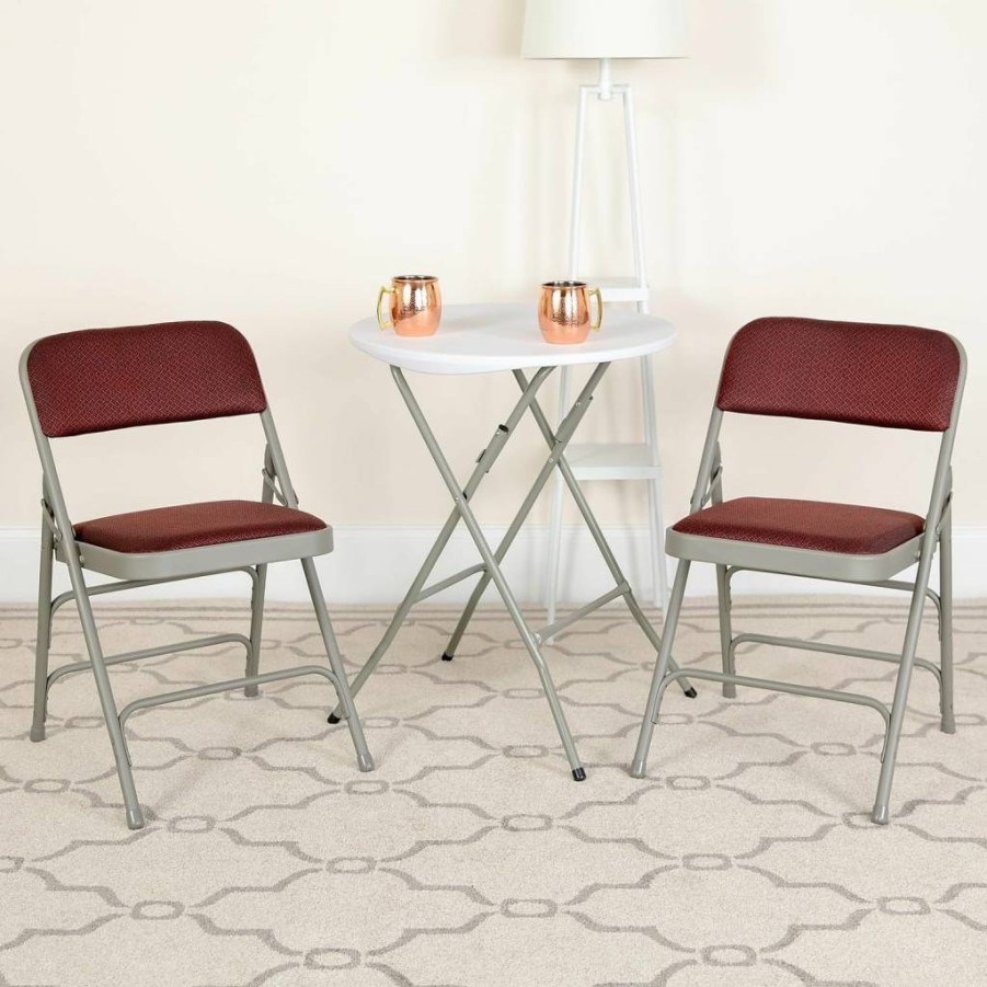 Flash Furniture Hercules Series 2-Pack Black Fabric Metal Folding Chairs - Triple Braced, Double Hinged, Curved Design
