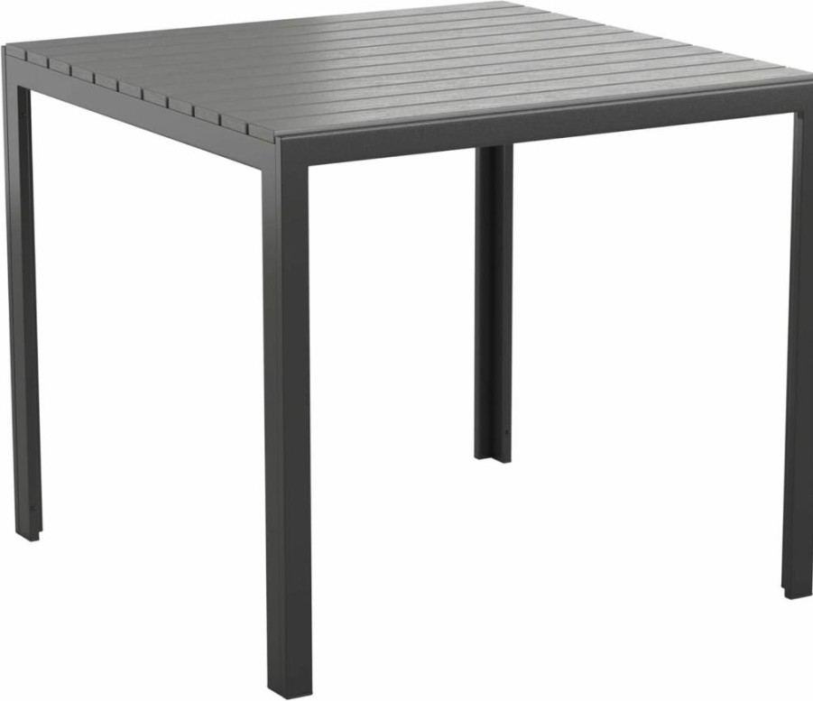 Flash Furniture Harris 31.5" Square Black Poly Resin Patio Table with Steel Frame - Indoor/Outdoor Dining for 4