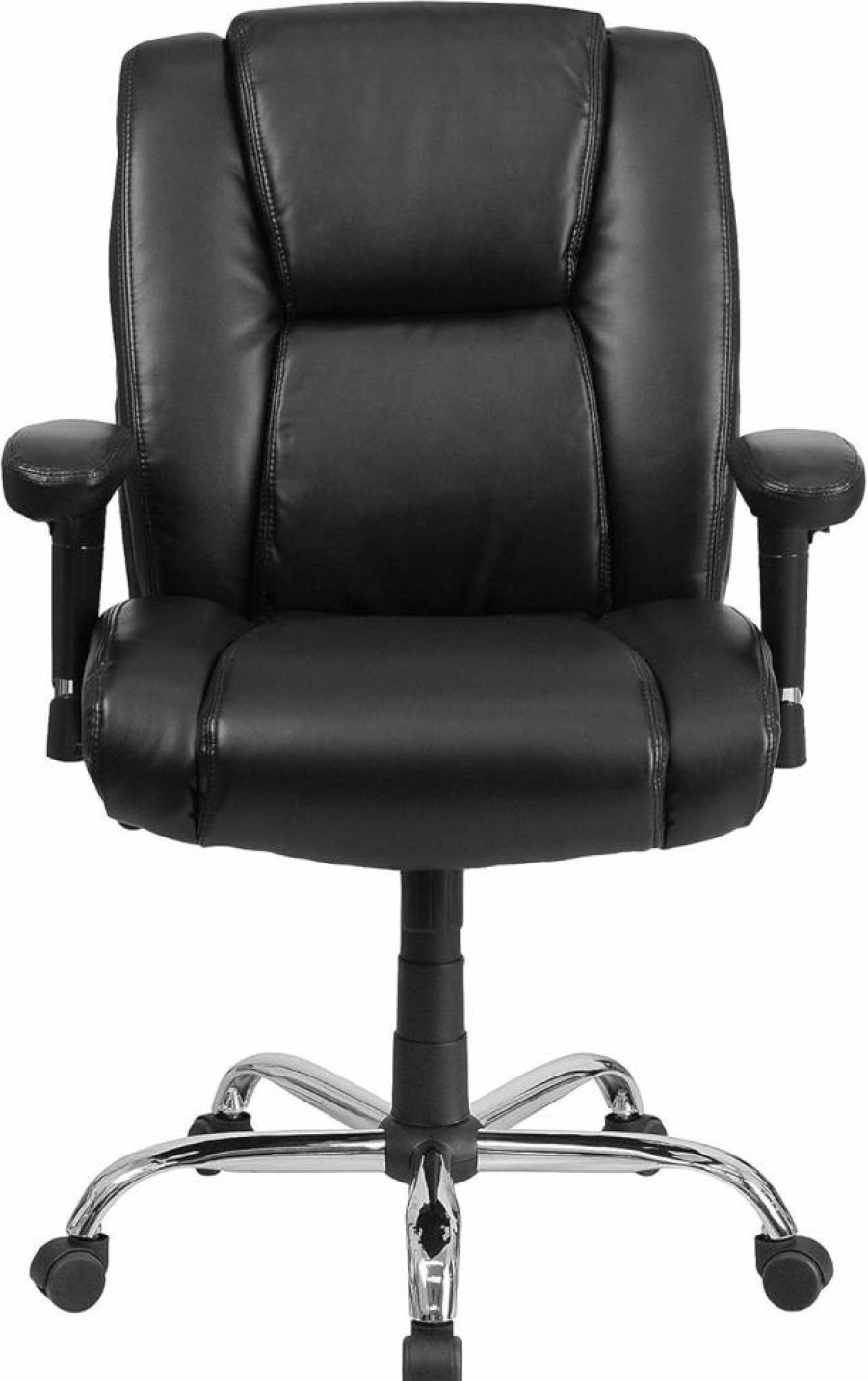 Flash Furniture Hercules Series Big & Tall Office Chair - 400 lb Capacity, Black Leathersoft, Ergonomic Design, Adjustable Arms, Chrome Base