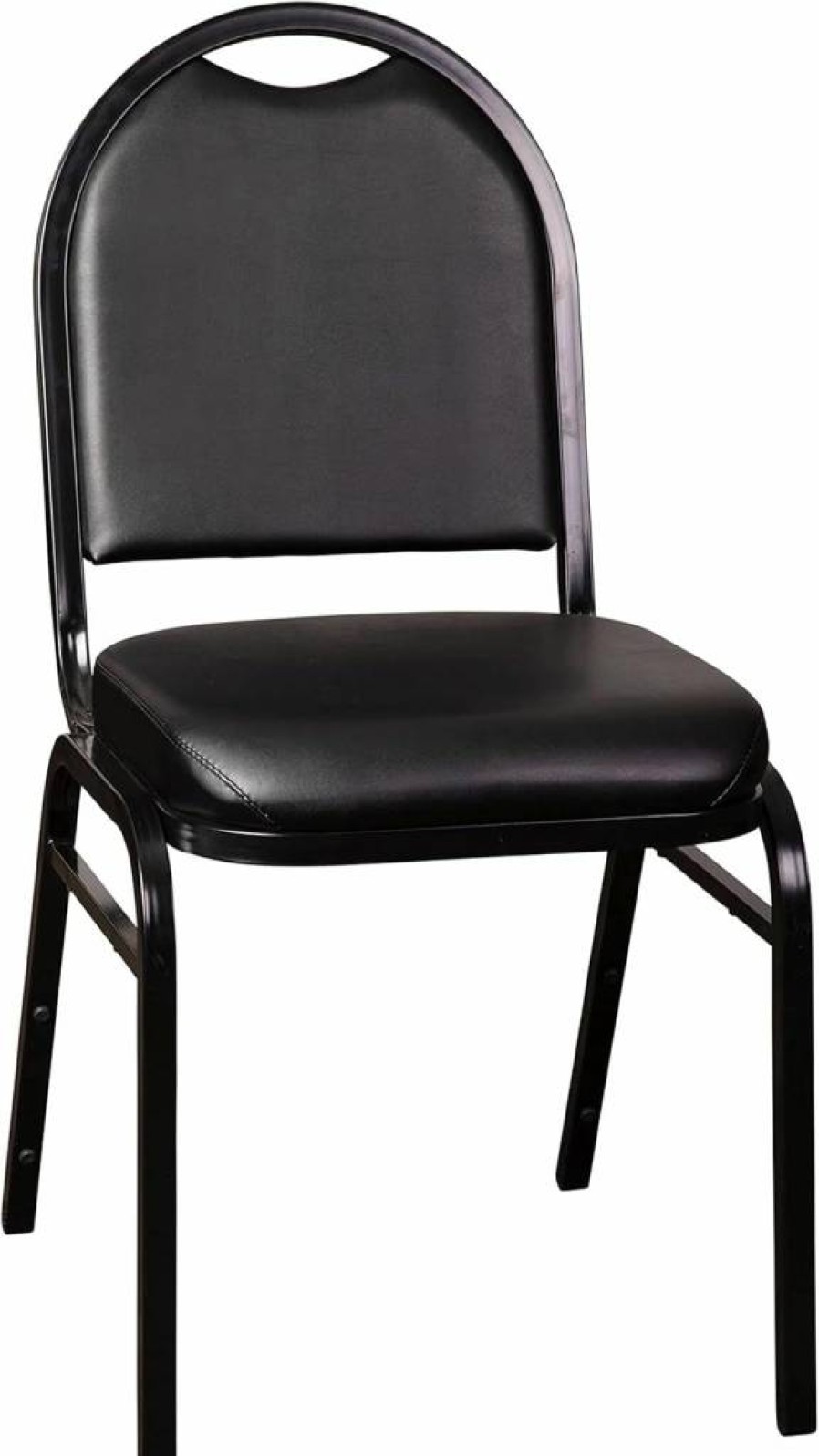 Flash Furniture Hercules Commercial Stack Chair - 500 lb Capacity, Black Vinyl Upholstery, Durable Metal Frame with Built-In Handle