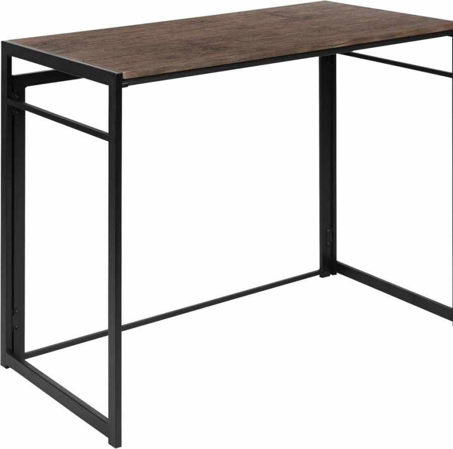 Flash Furniture 40" Rustic Folding Computer Desk for Home Office - Compact & Stylish Walker Design