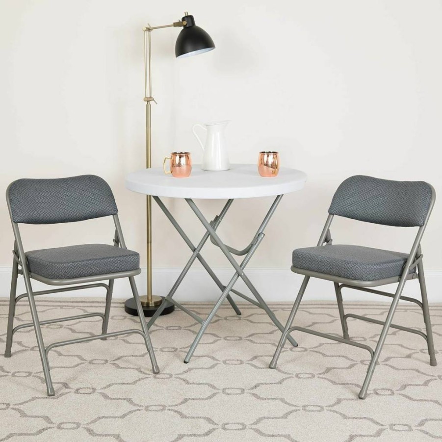 Flash Furniture Hercules Series Gray Fabric Folding Chair - 300 lb Capacity, Cushioned Metal Event Seating