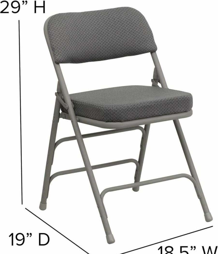 Flash Furniture Hercules Series Gray Fabric Folding Chair - 300 lb Capacity, Cushioned Metal Event Seating
