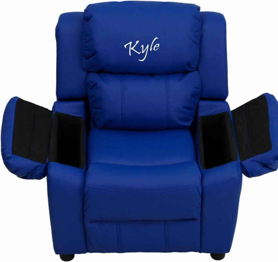 Flash Furniture Blue Vinyl Kids Recliner Chair with Solid Hardwood Frame