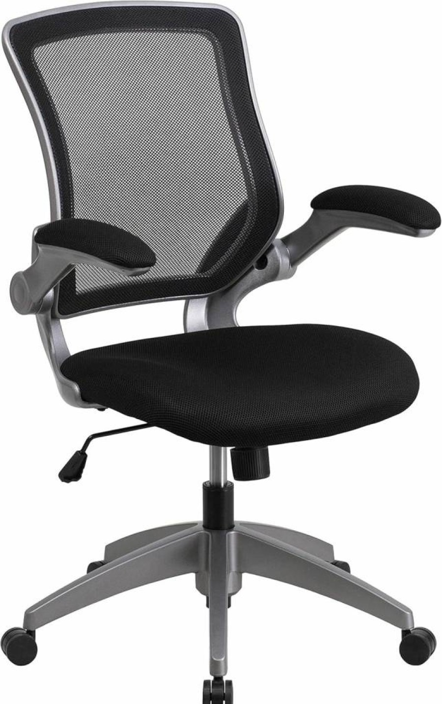 Flash Furniture Ergonomic Mesh Office Chair with Flip-Up Arms, Swivel Task Chair with Gray Frame and Mid-Back Support