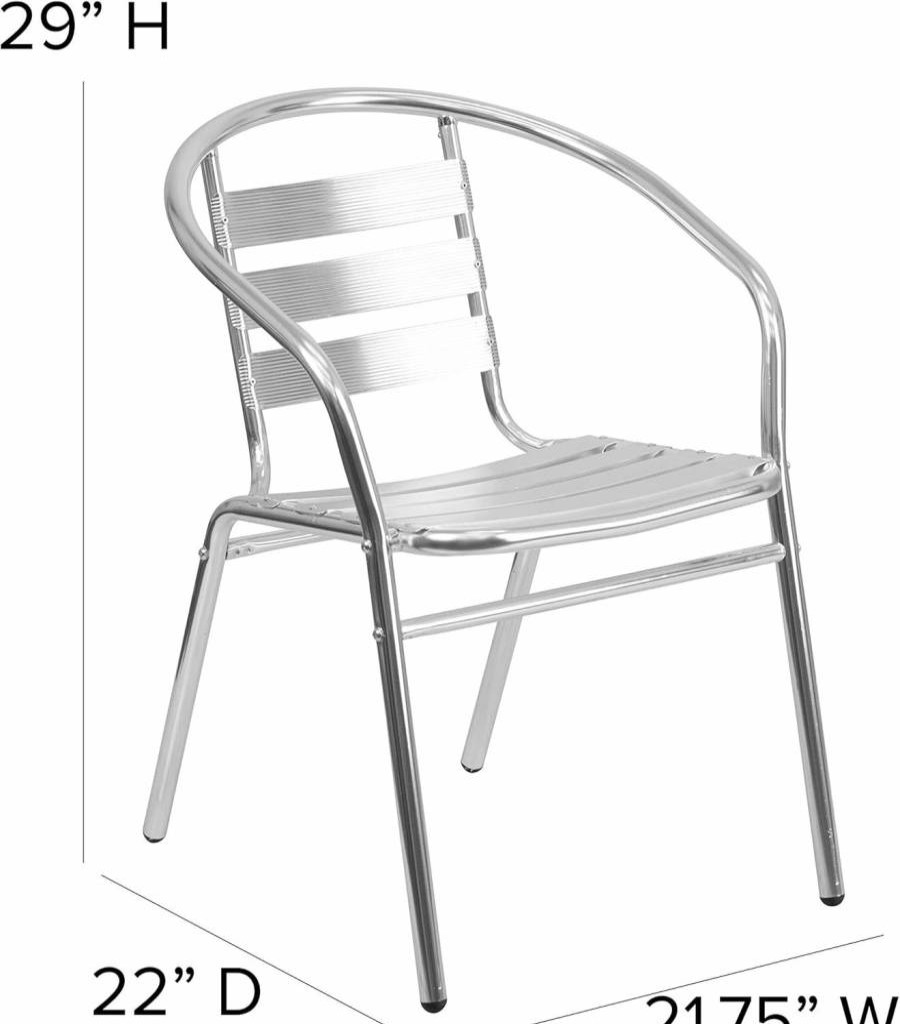 Flash Furniture Lila Commercial Stackable Aluminum Chair with Triple Slat Back - Indoor Outdoor Dining Chair for Restaurant, Cafe, and Patio