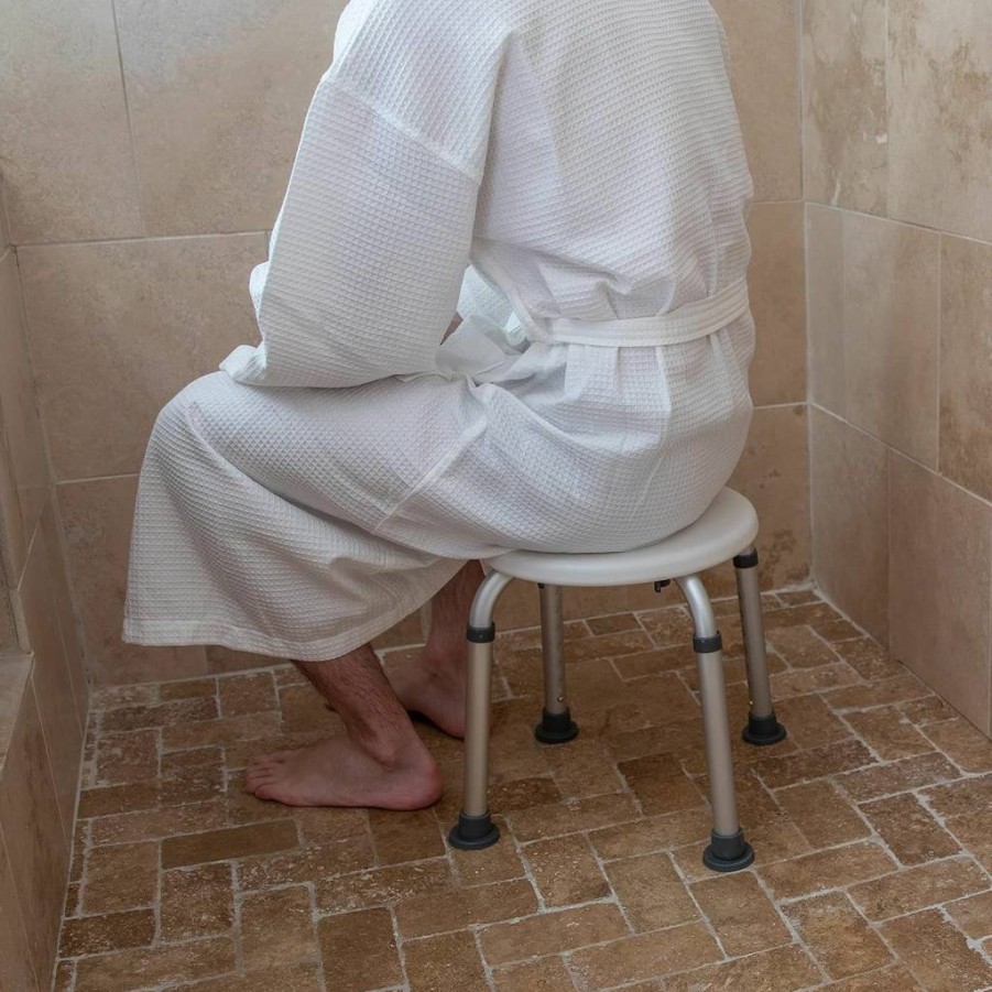 Flash Furniture Hercules Adjustable Height Anti-Slip Shower Chair - White Medical Bath Seat