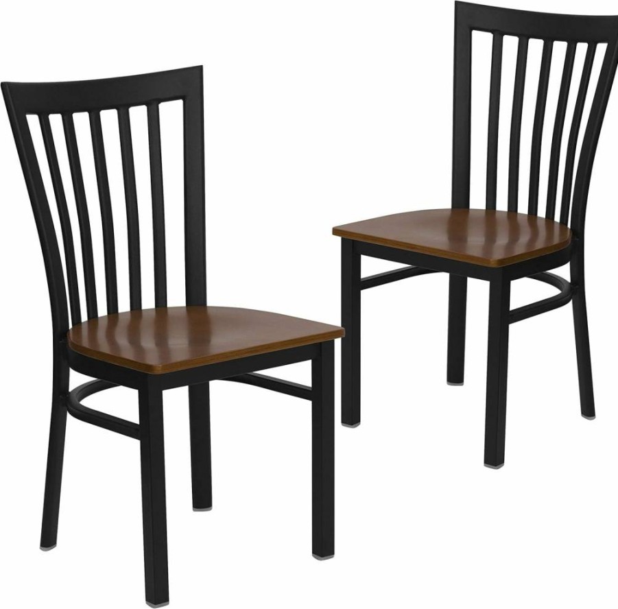 Flash Furniture Hercules Series Black Metal Restaurant Chair with Vinyl Seat - Durable School House Back Design