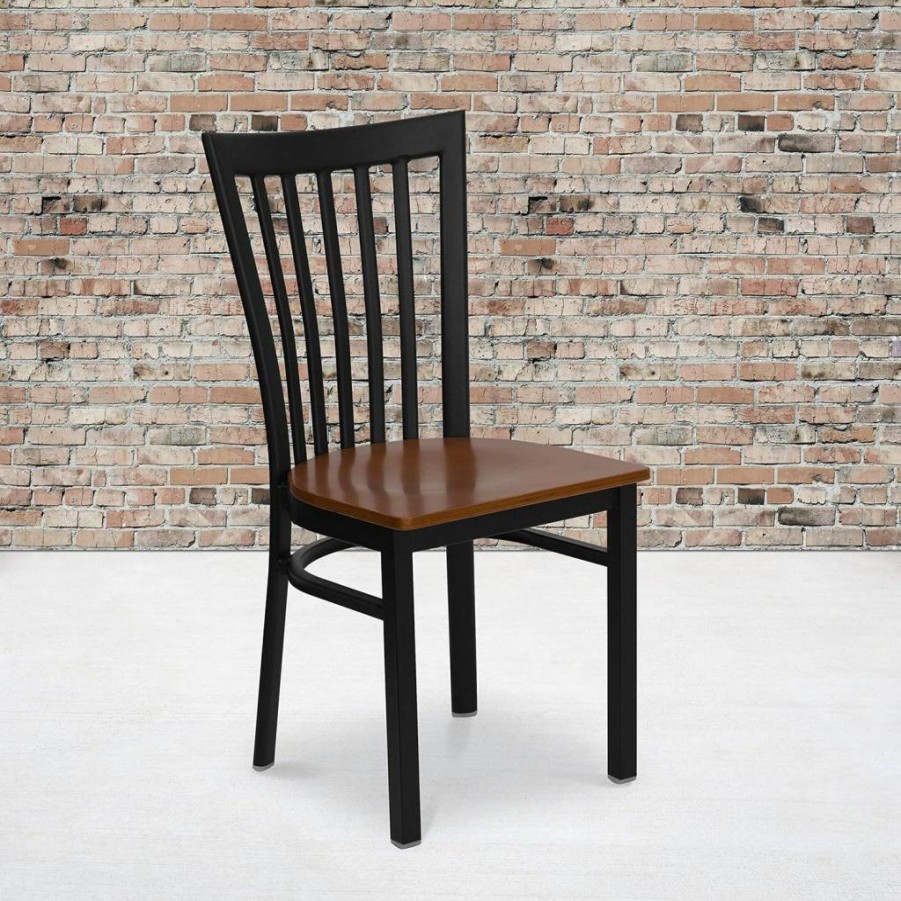 Flash Furniture Hercules Series Black Metal Restaurant Chair with Vinyl Seat - Durable School House Back Design