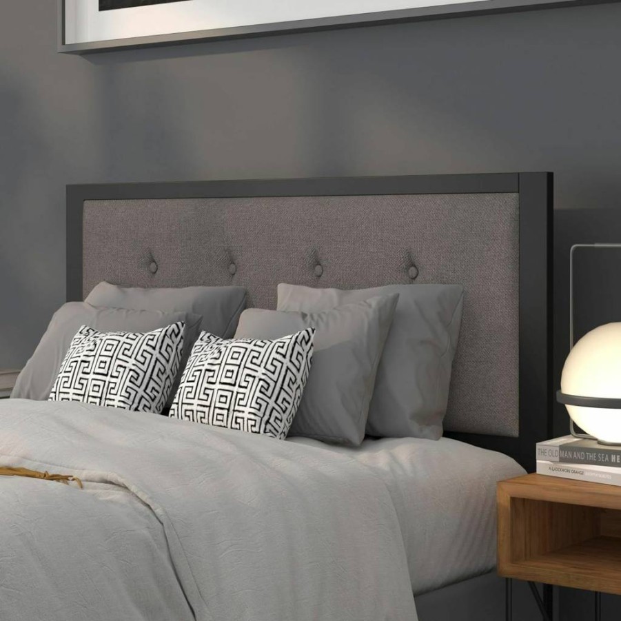 Flash Furniture Dark Gray Tufted Upholstered Full Size Metal Headboard - Bristol Collection