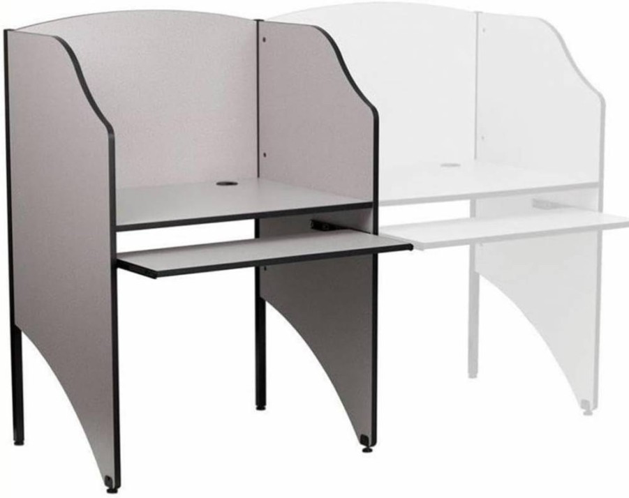 Flash Furniture Kevin Student Study Carrel - Gray Private Testing Desk for Classrooms & Exam Centers
